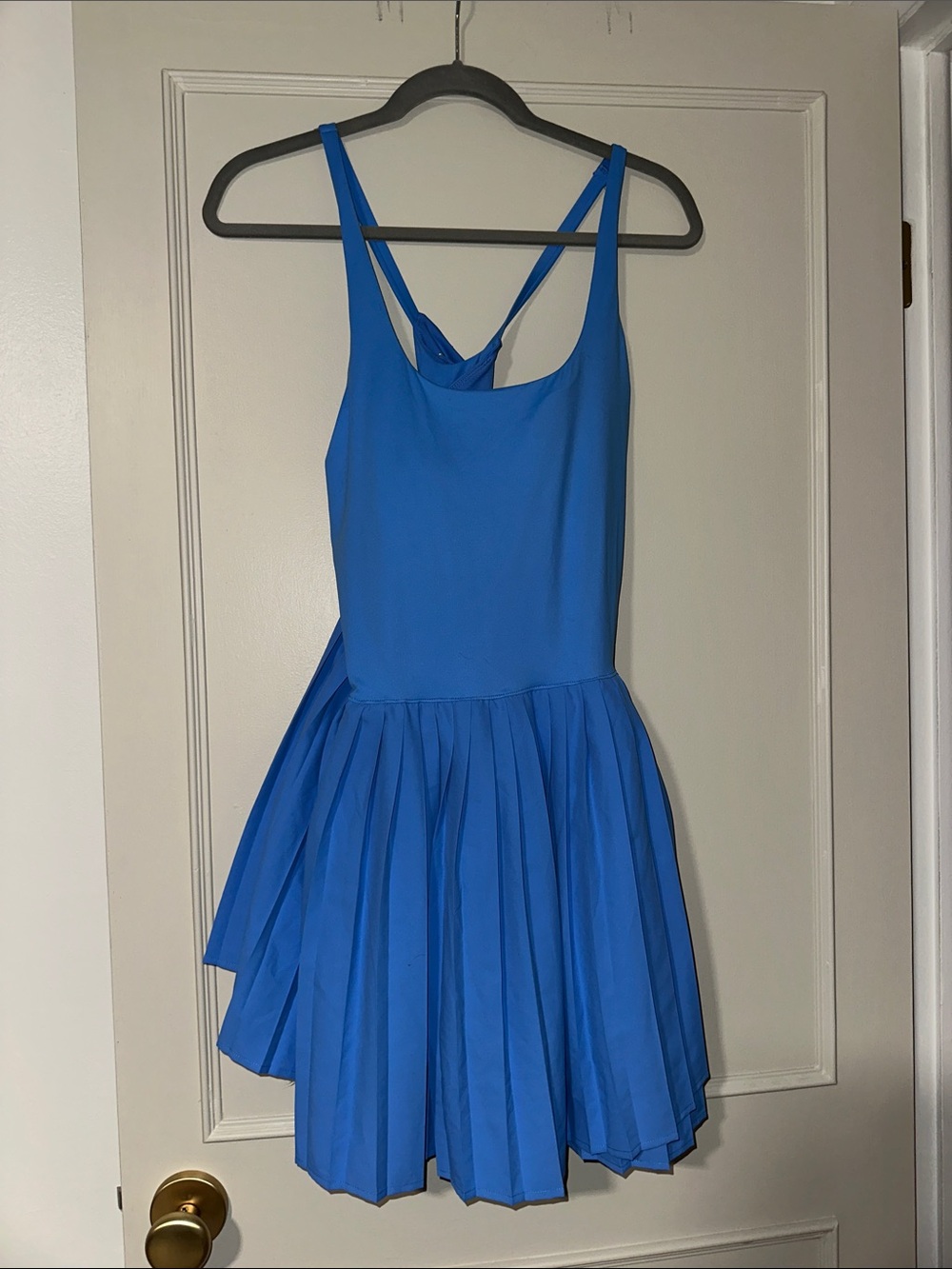 Bright Blue Pleated Tennis Active Dress with Built-In Shorts
